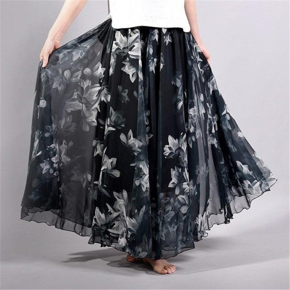 NWOT Afibi FLOOR LENGTH FLORAL CHIFFON SKIRT